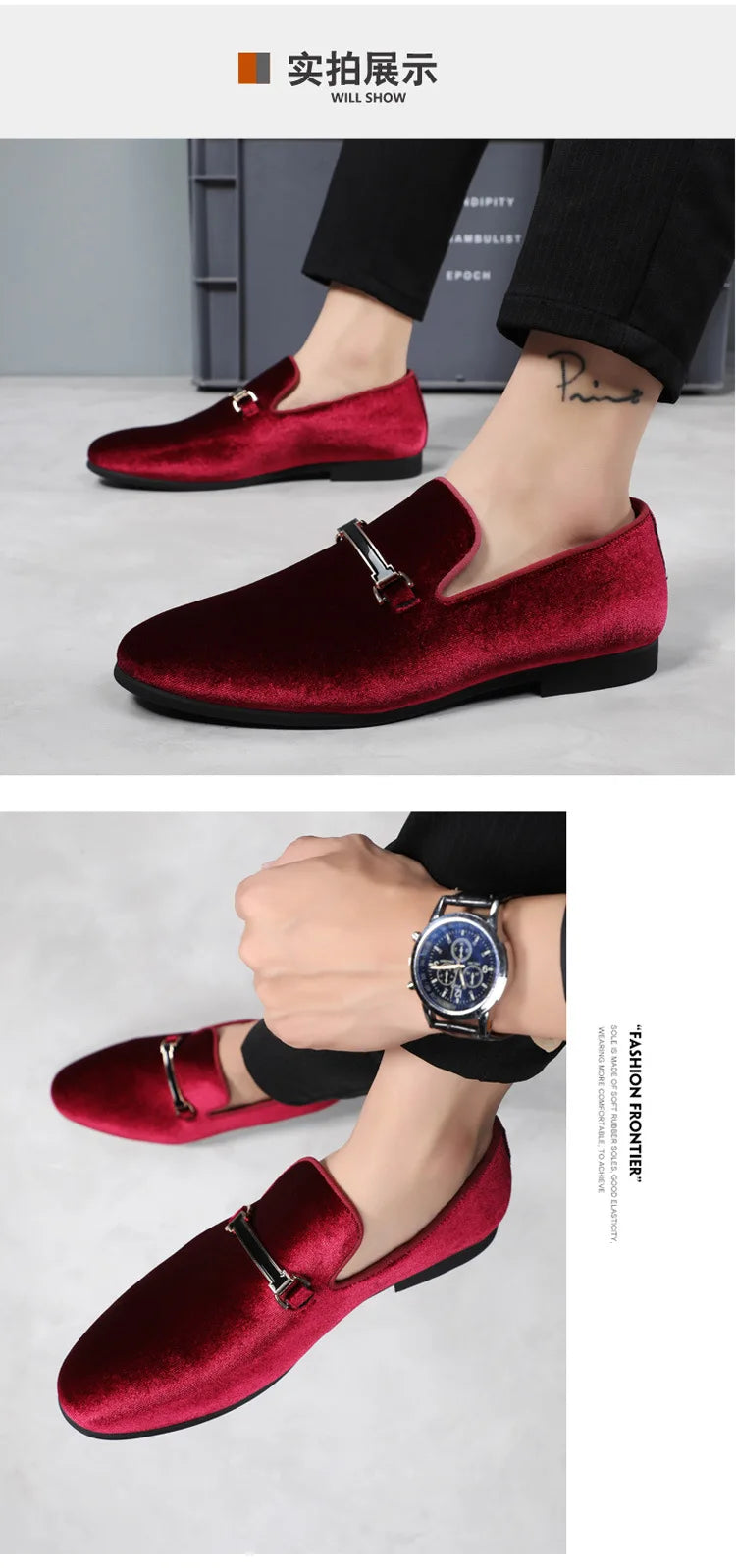 Designer Shoes Men Zapatos De Hombre Slip-On Leather Shoes Casual Male Shoes Adult Red Driving Moccasin Soft Non-slip Loafers