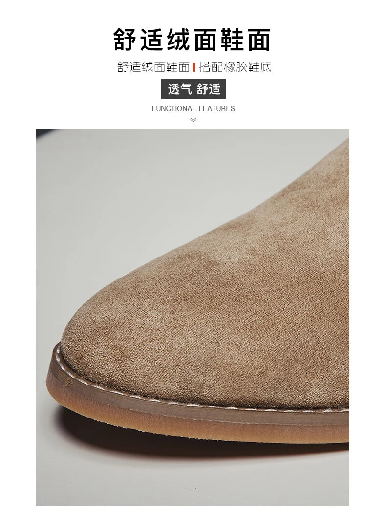 British Style Brown Men's Chelsea Boots Retro Lace Up Suede Boots Men Pointed-toe Leather Casual Ankle Boots Men botas masculino