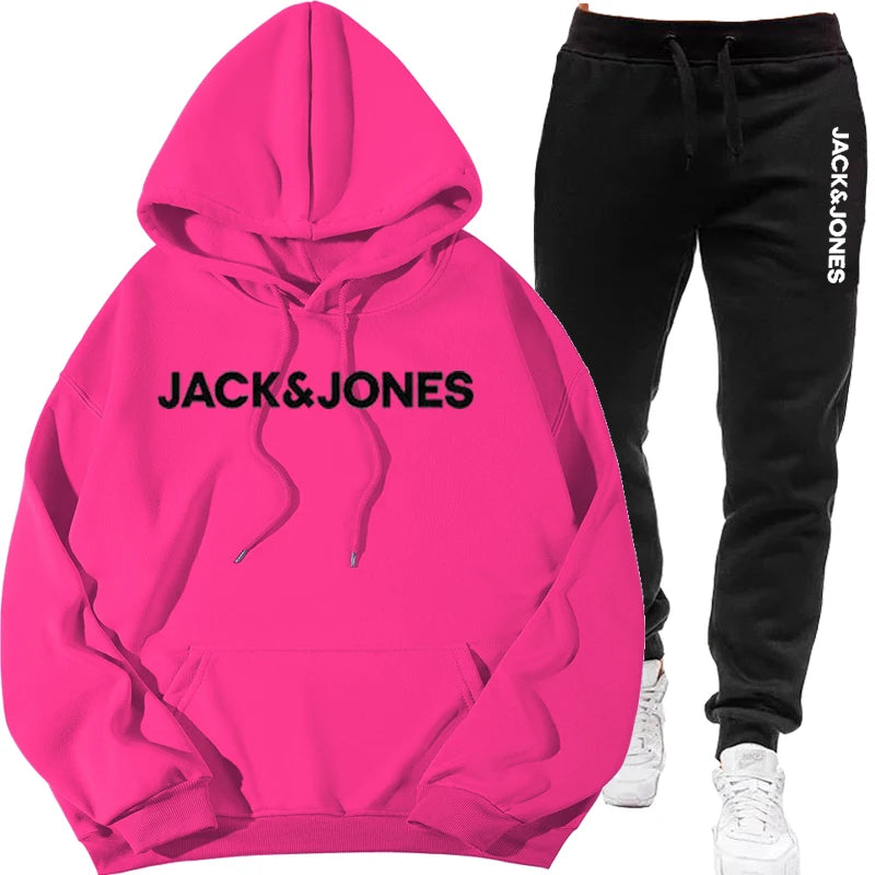 Two sets of men's sportswear for autumn/Winter 2025, including a sweatshirt and two sets of fitness jogging pants with wool caps