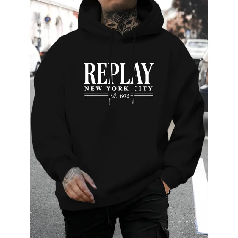 Men's letter-printed sweatshirt - an essential long-sleeved pullover for both daily and formal wear, a casual sweater for autumn
