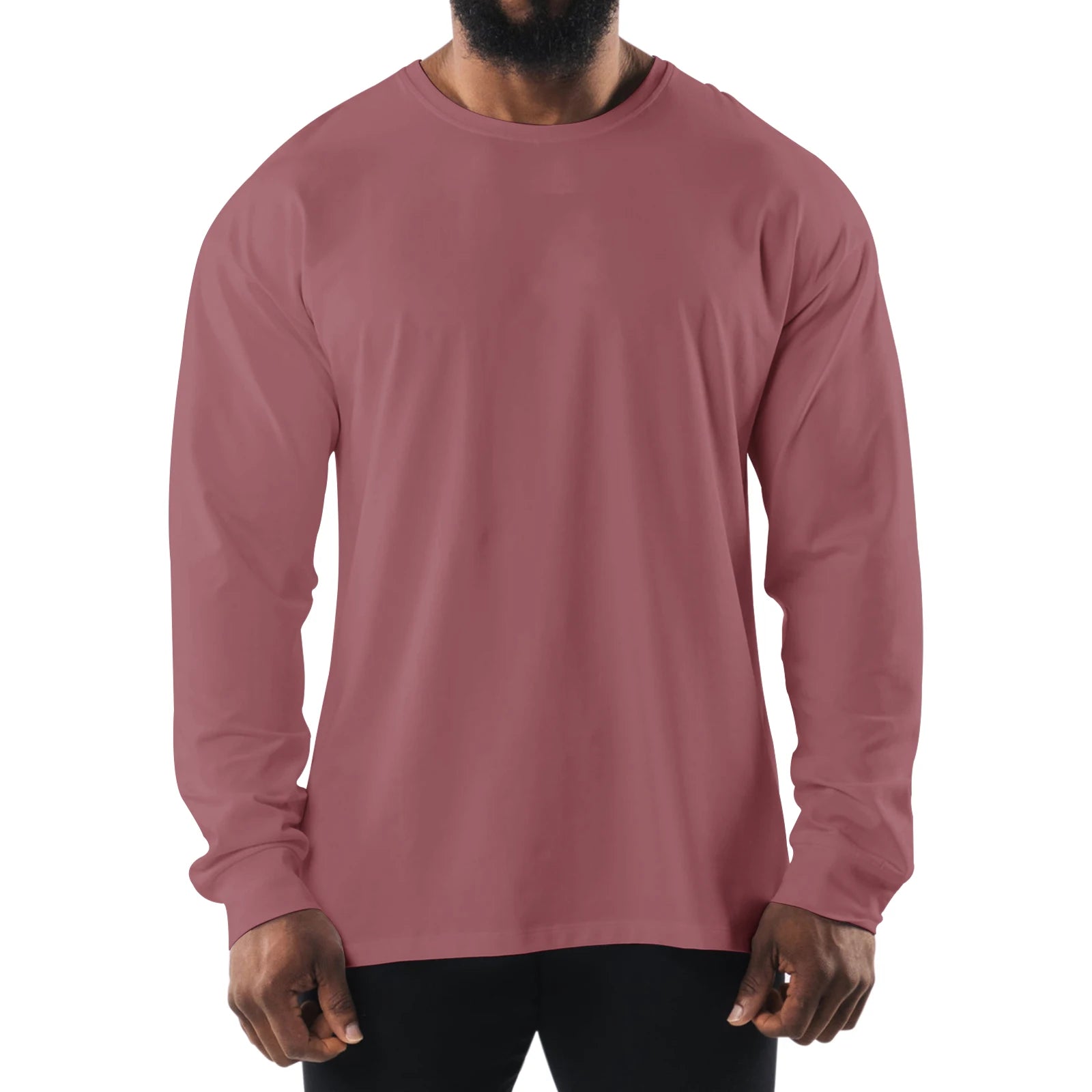 Men's T Shirt Long Sleeve Crewneck Tee Shirts Classic Loose Fit Workout Tops for Men Gym Clothes S-XXL