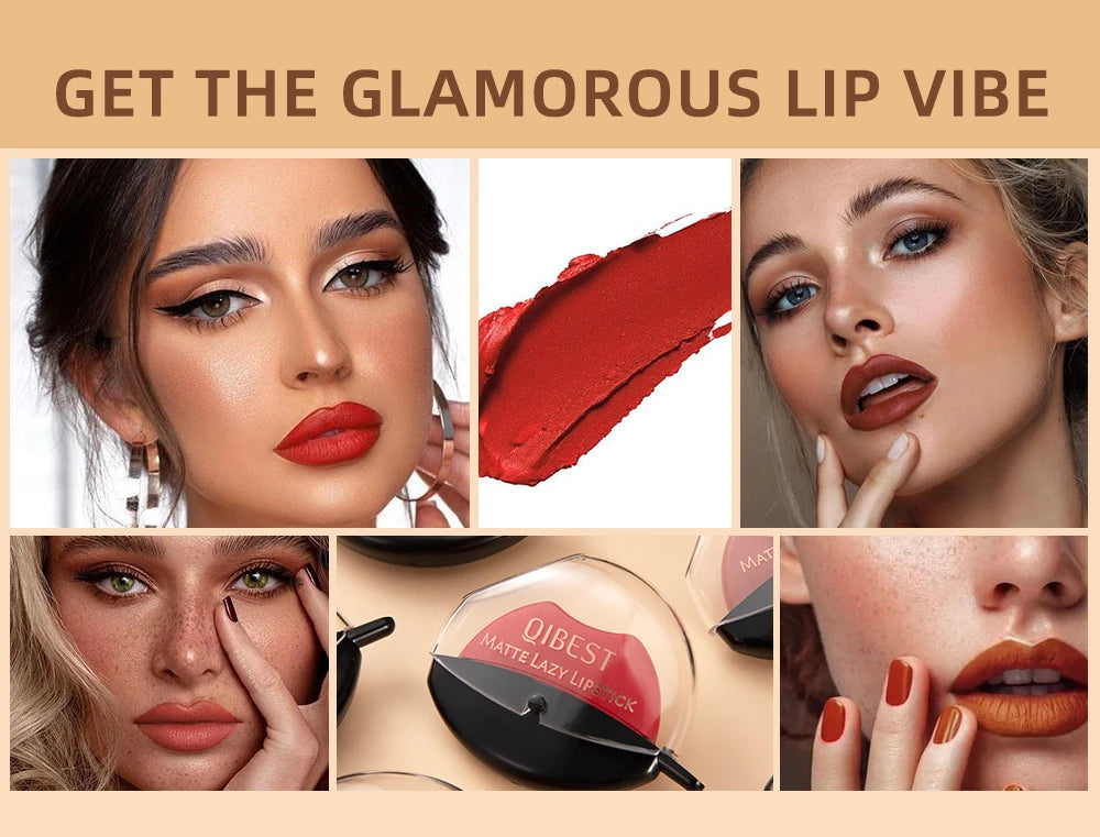 Lip-shaped lipstick seal Sip into makeup lazy blush lipstick Matte makeup effect Moisturizing lip gloss Waterproof non-stick cup