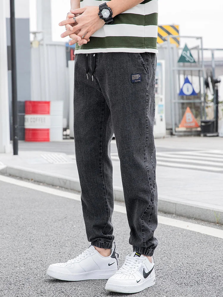New Big Size 8XL Men's Jogger Jeans Streetwear Black Blue Casual Denim Cargo Pants Stretch Cotton Taper Jeans Baggy Trousers