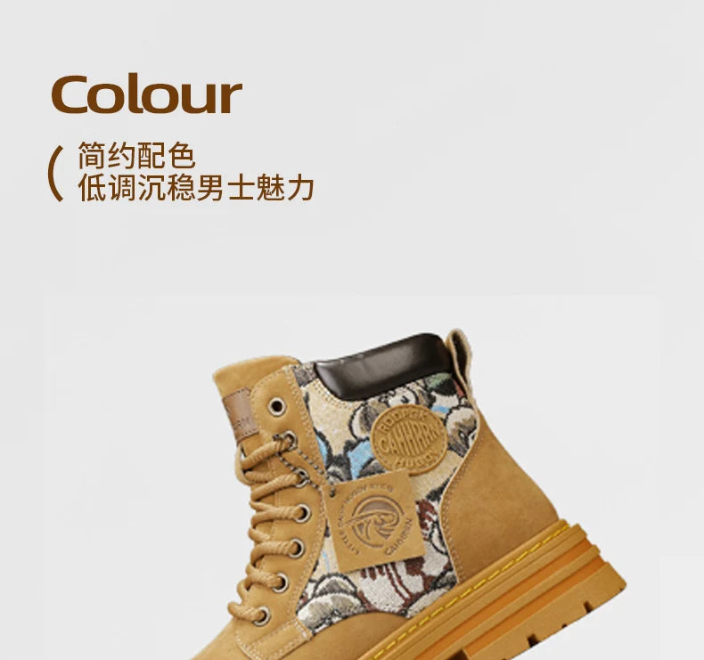 New autumn men shoes boots High Top Fashion Motorcycle Leather Shoes Outdoor leisure comfortable Boots male Lace-Up Botas