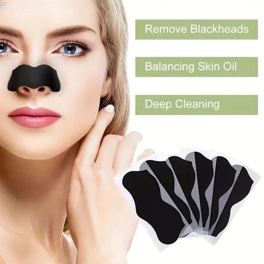 10PCS New Deep Cleaning Nose Patch Shrink Pore Bamboo Charcoal Blackhead Remover Shaped Black Nose Pore Strips Women Beauty