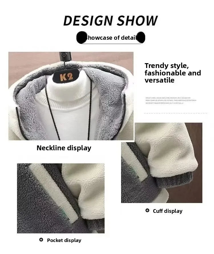 2025 Men's Lamb Wool Jacket Autumn Winter Loose Padded Thickened Jacket Plus Size 6XL 110kg Also Wearable Clothes Cardigan