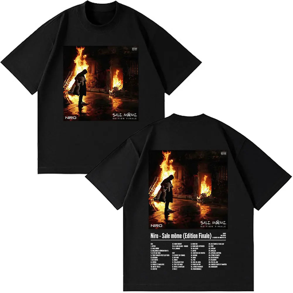 Rapper Niro OX7 Album T-shirt Men Women Clothes Hip Hop Fashion Pop Music T-shirts Male Casual Cotton Vintage T Shirt Streetwear