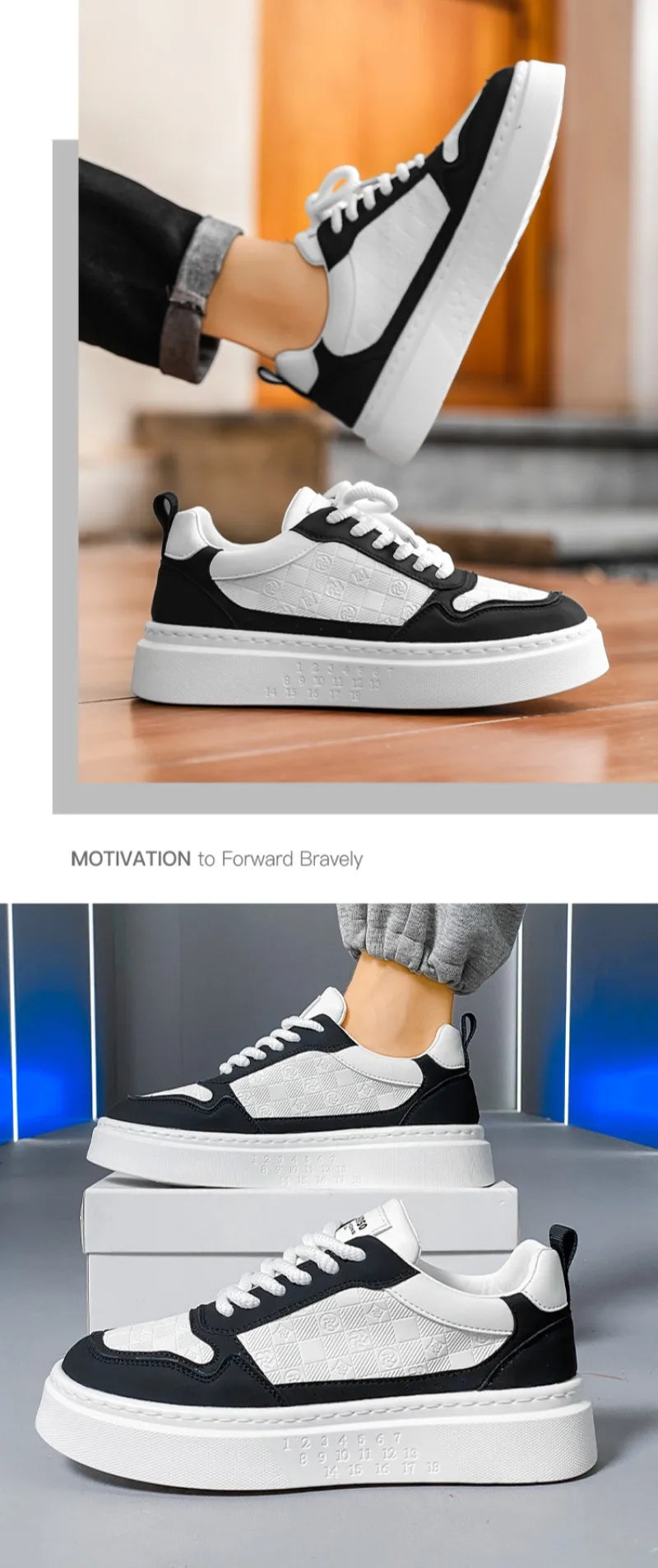 New Korean Version Printed Men Skateboarding Shoes Men Fashinable Increase Breathability Platform White Shoes Sports Casual Shoe