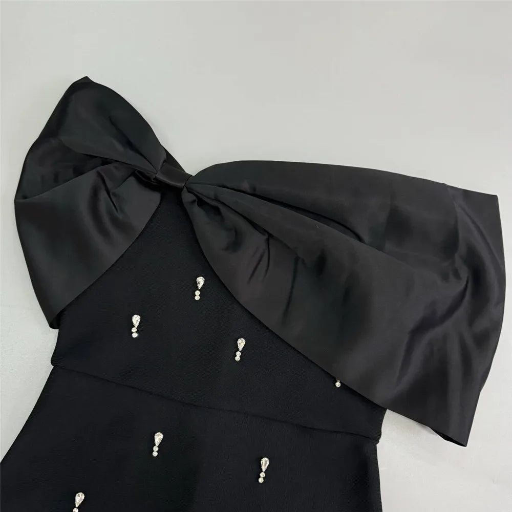 Women Sexy Beading Bandage Dress Off The Shoulder Patchwork Bodycon Clothes Club Party Elegant Dresses