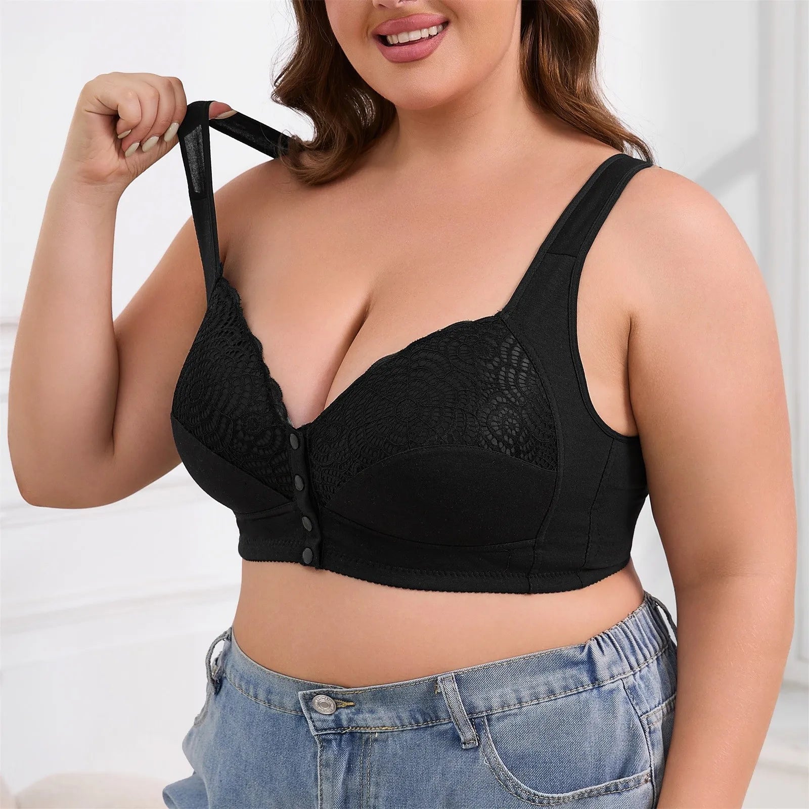 Wireless Bras For Women Plus Size Push Up Bralettes No Underwire Bra Front Closure Wirefree Bustier Tops Soft Comfort Underwear