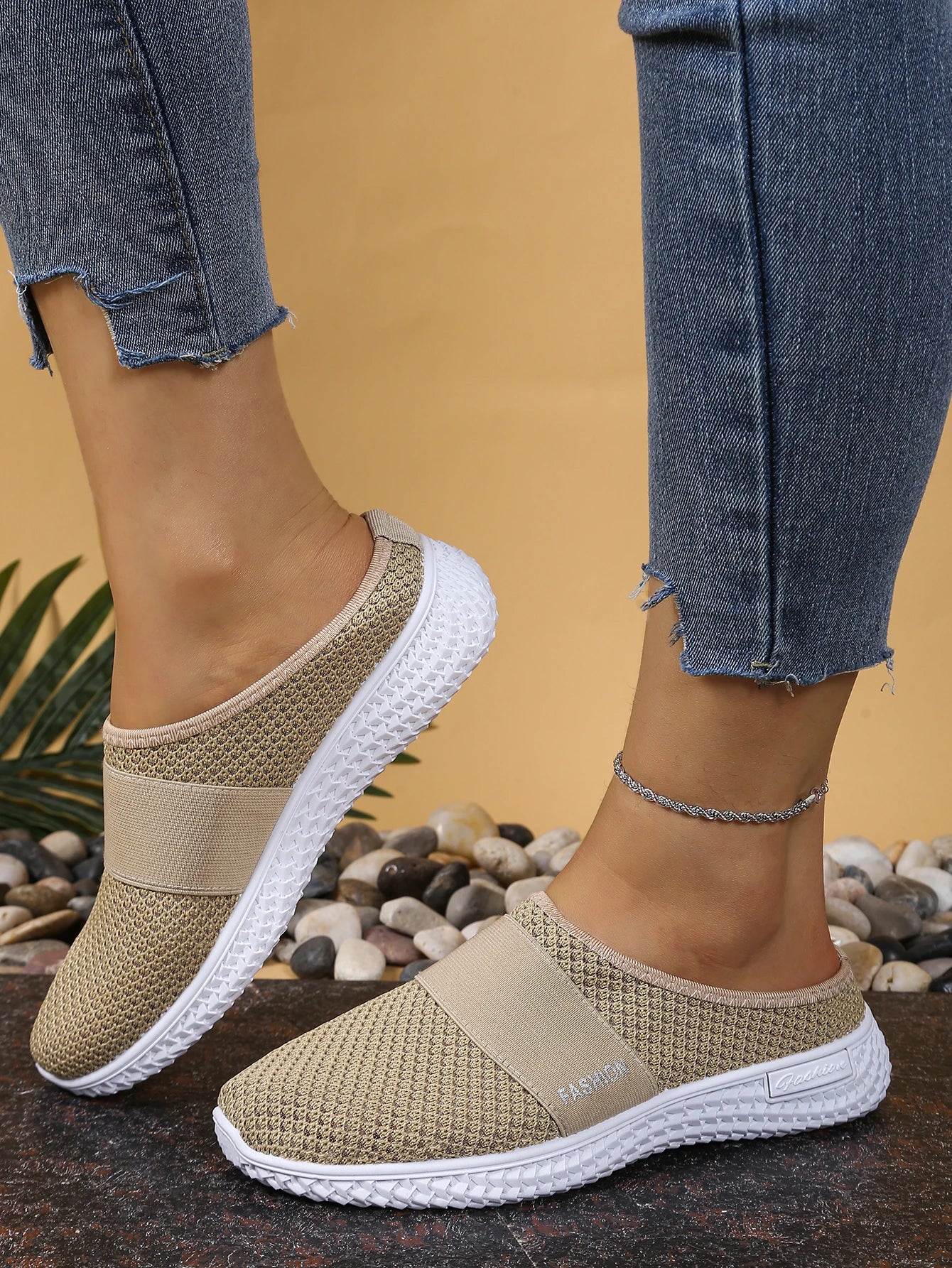 Women's shoes, women's casual shoes, summer mesh breathable thick-soled women's headband half support