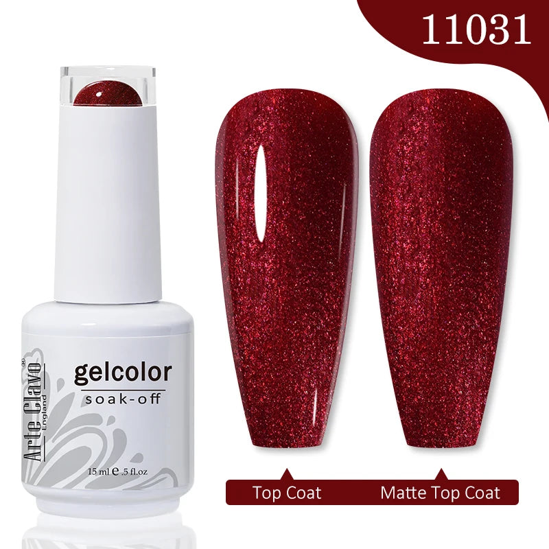 Arte Clavo 15ml Rose Red Pink Color Gel Nail Polish Autumn Winter Hot Sale Long Lasting Soak Off For Manicure Nail Art Gel