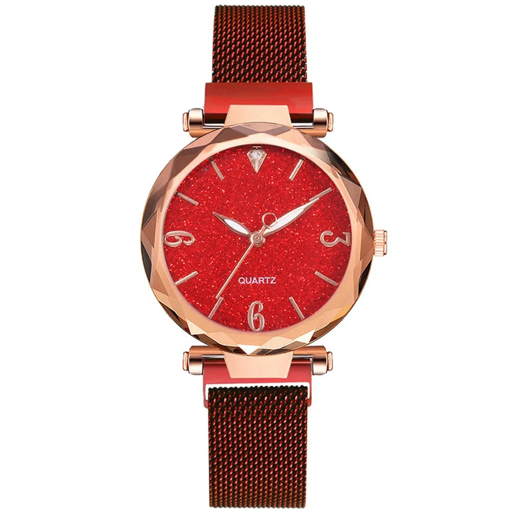 Women Watch  Top Brand Luxury Magnetic Starry Sky Lady Wristwatch Mesh Female Clock Rose Gold Relogio Feminino