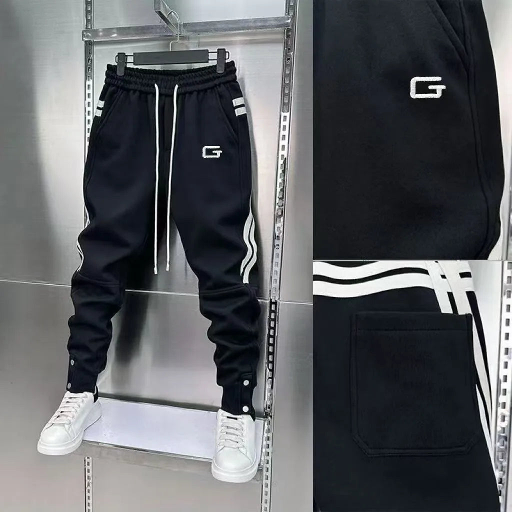 Trendy Men's New Embroidered Splicing Legged Casual Pants, Versatile, Stainproof, Solid Color Sports Pants, Elastic, Harun Stret