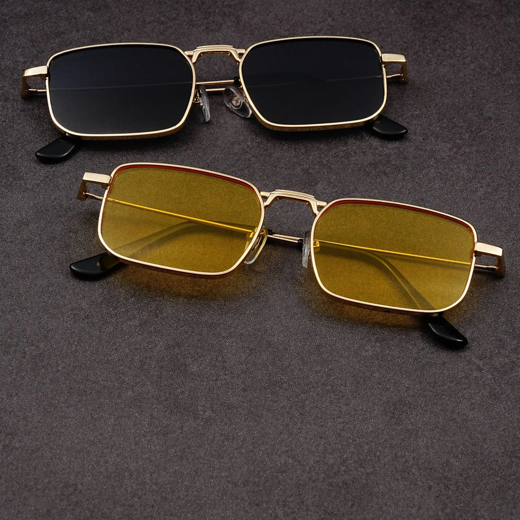 Fashion Rectangle Sunglasses Men Women Vintage Square Driving Sun Glasses Luxury Brand Metal Frame Eyewear Lentes De Sol Hombre