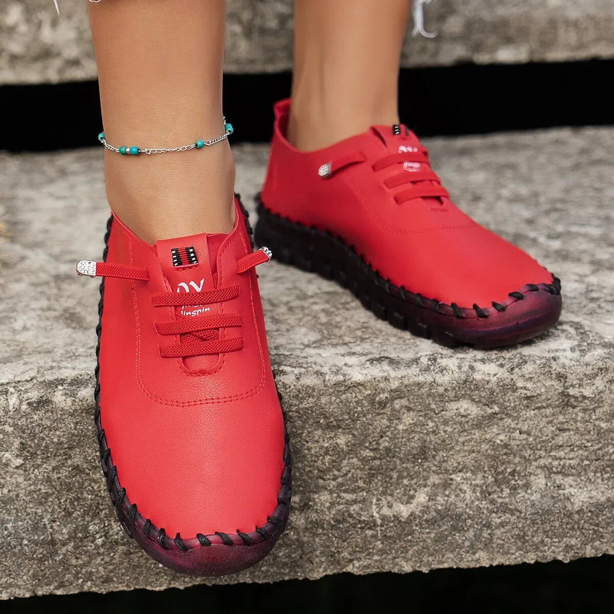Women's Vulcanized Shoes PU Leather Casual Shoes Soft and Comfortable Flat Shoes Lightweight Comfortable Walking Shoes for Women