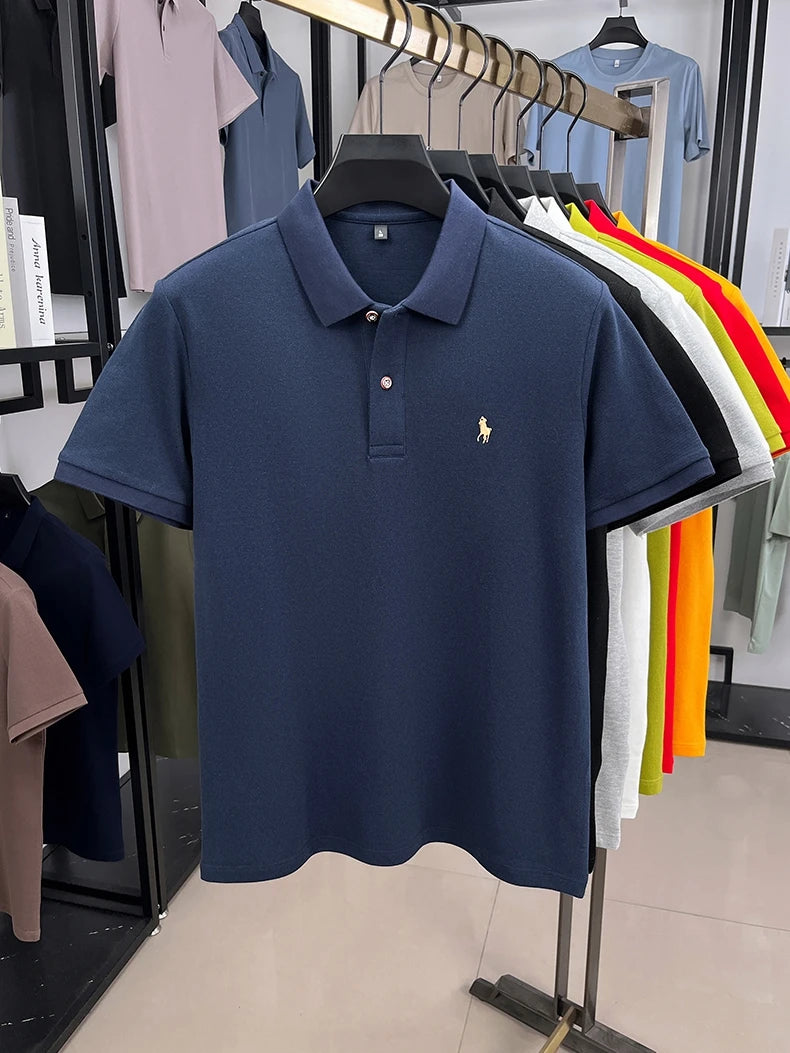 Premium Luxury Brand Men's Polo Shirt Lapel Horse Embroid Short Sleeve 100Cotton T-Shirt Business Office Golf Summer Men's Wear