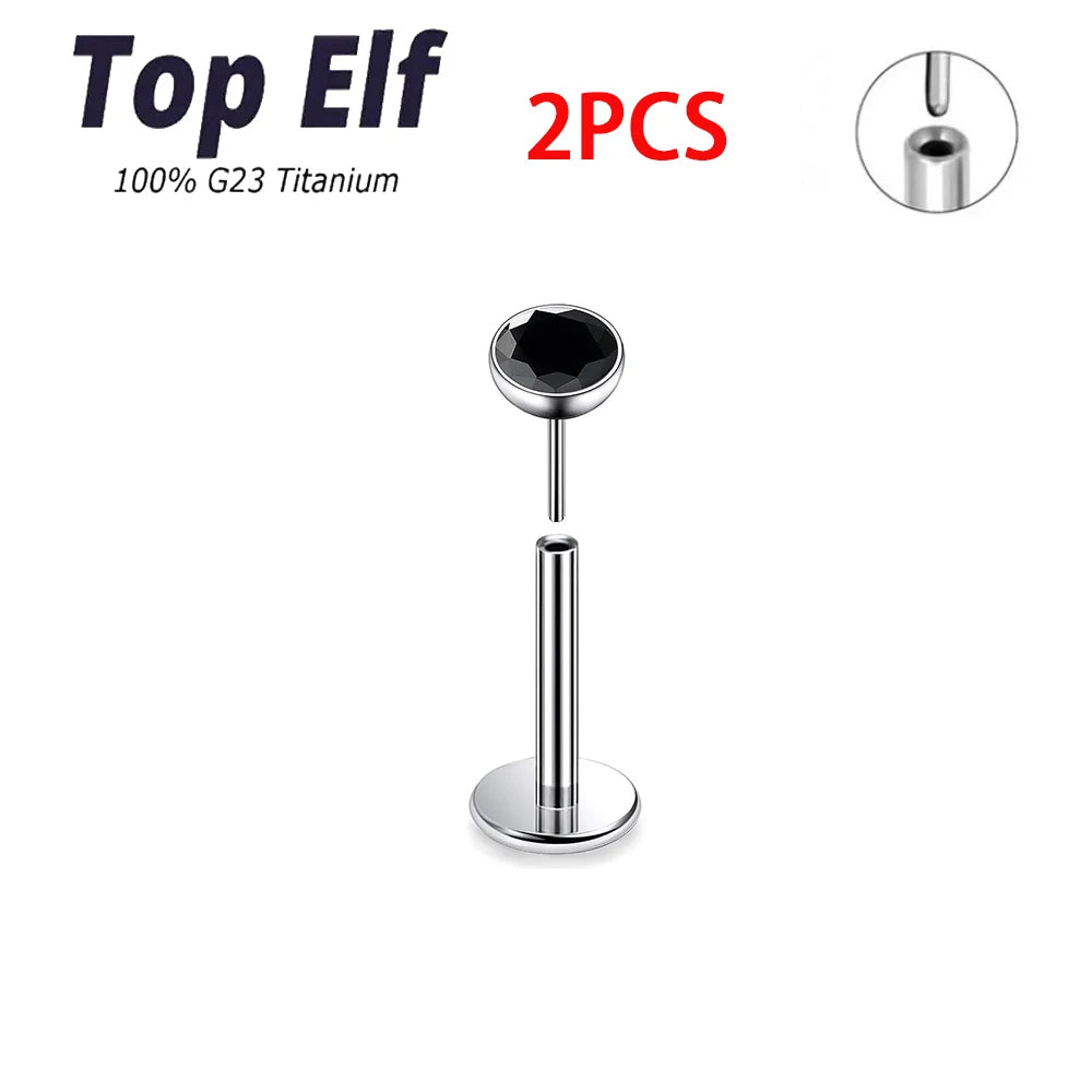 Wholesale 2/10pcs G23 ASTM F136 Titanium Top Exquisite Zircon Insertion Earrings Nose Nails Lip Nails Body Piercing Jewelry