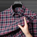Men's Flannel Shirt Long Sleeve Plaid Button Down Shirts Regular Fit Casual Work Soft Cotton Tops Family Gathering with Pocket