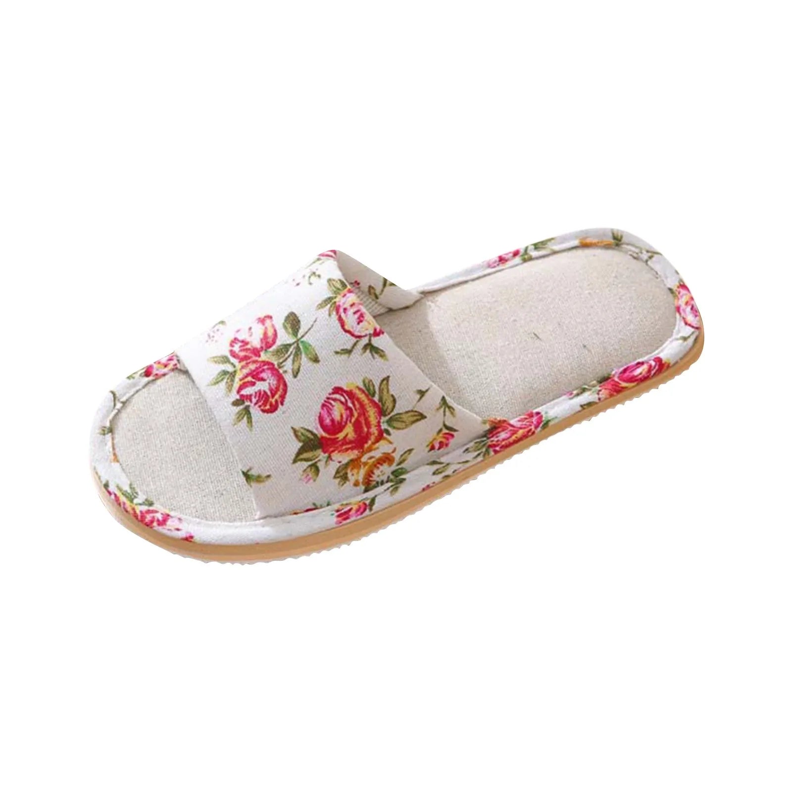 Fashion Slippers Casual Floral Women Home Indoor Comfortable Flat Shoes Bedroom Anti-slip Sandals Spring Autumn