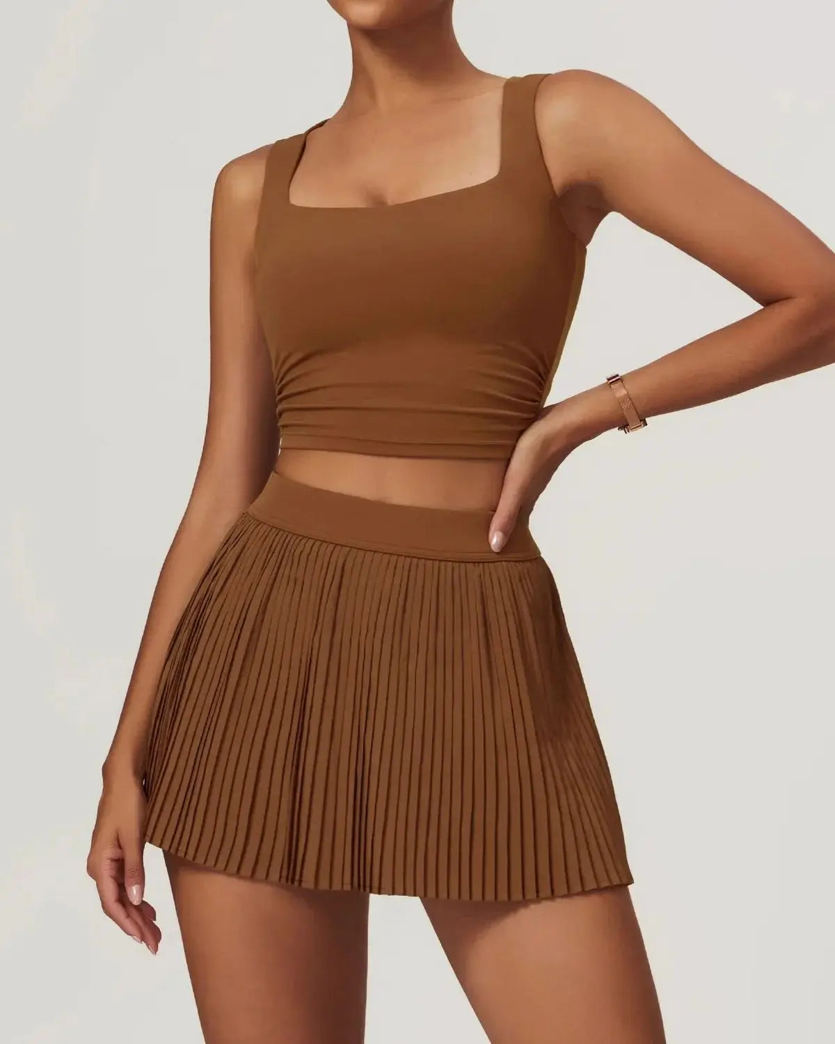 Two piece women's yoga sports skirt, hip hugging slimming, outdoor fitness tennis skirt, sun protection yoga skirt