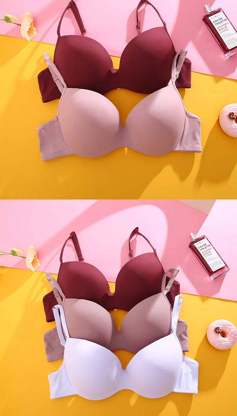 3Pcs/Set Sexy Breast-Expanding Women Bralette Underwear Ladies Gather Up No Show Sleepwear Big Breastless Seamless Bra Brassiere