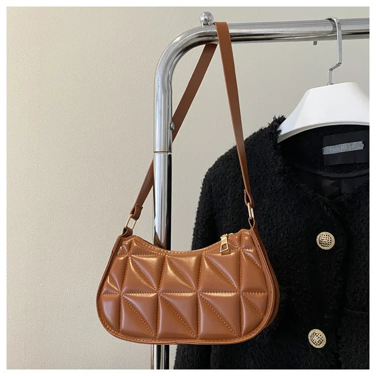 New Solid Color Casual Women's Handbags Shoulder Bag with Niche Retro Design Fashionable and Trendy Leather Crossbody Bags