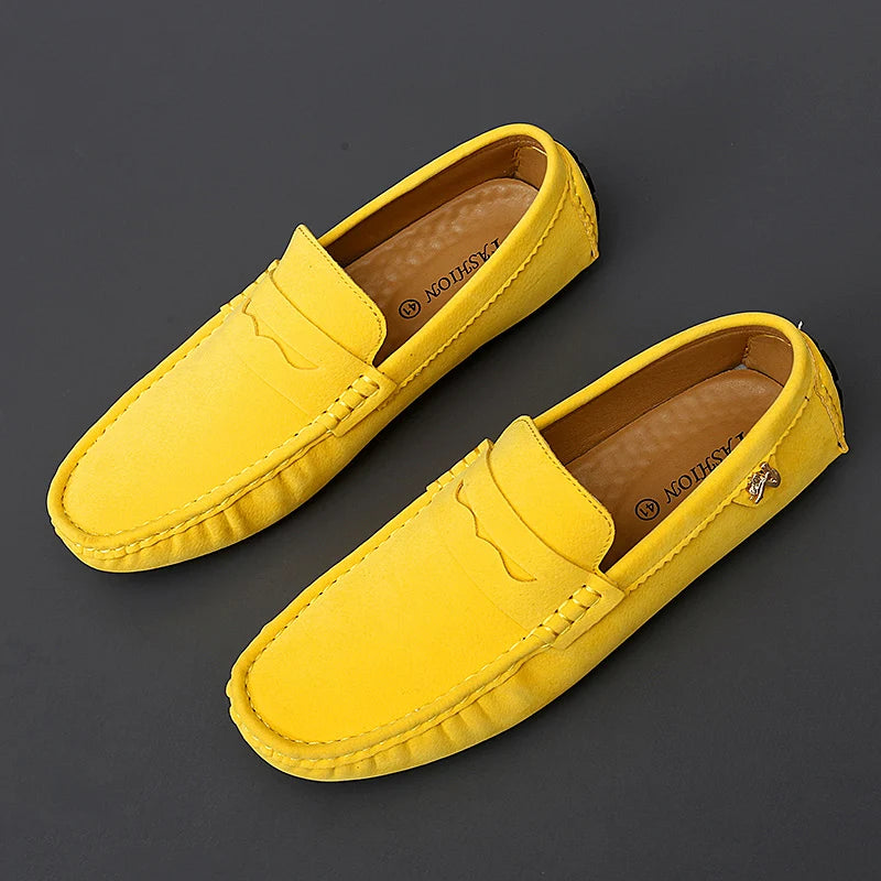 Suede Leather Penny Peas Loafers Men Women Boys Driving Shoes Big Size 35-48 Moccasins Slip on Flats Designer Mens Loafers Pink