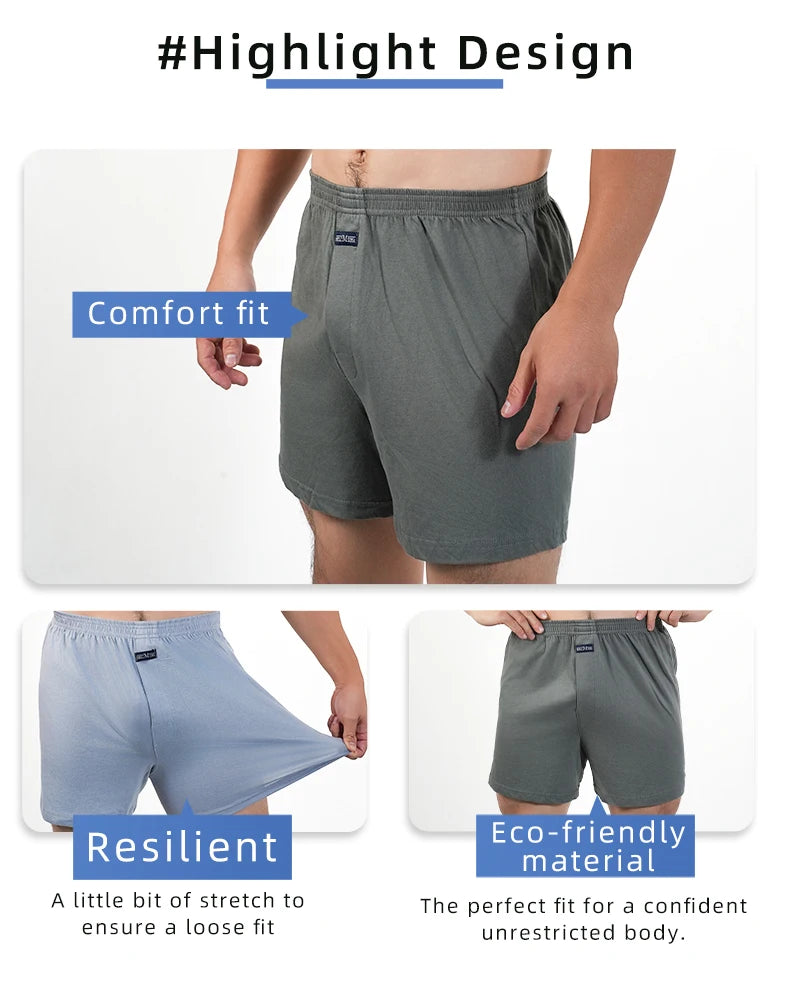 1PC Big Underpants Solid Pajama Bottoms At Home Plus Size Boxers Brief For Men High Waist Allo Pants Cotton Slacks Sleep Bottoms