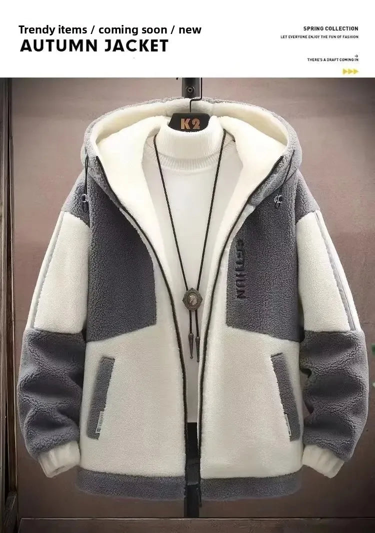 2025 Men's Lamb Wool Jacket Autumn Winter Loose Padded Thickened Jacket Plus Size 6XL 110kg Also Wearable Clothes Cardigan