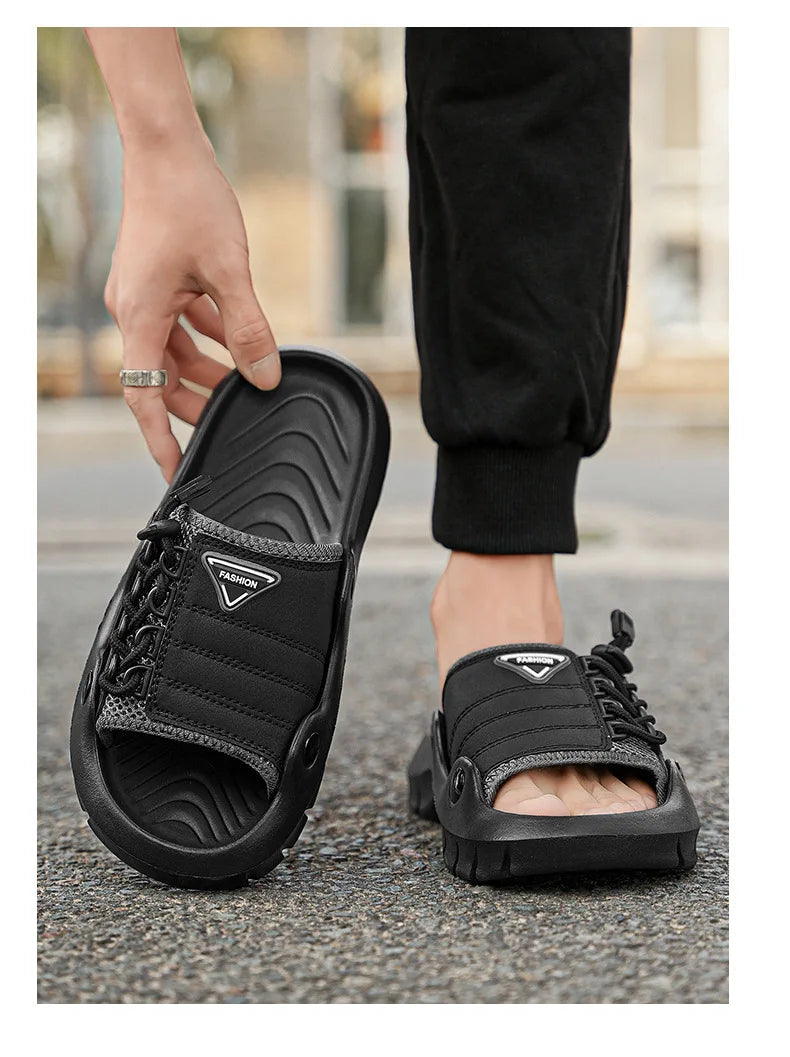 New Men's EVA Platform Massage Slippers Home Mute Anti-slip Slides Outdoor Beach Casual Sandal Shoes for Men Sandalias De Hombre