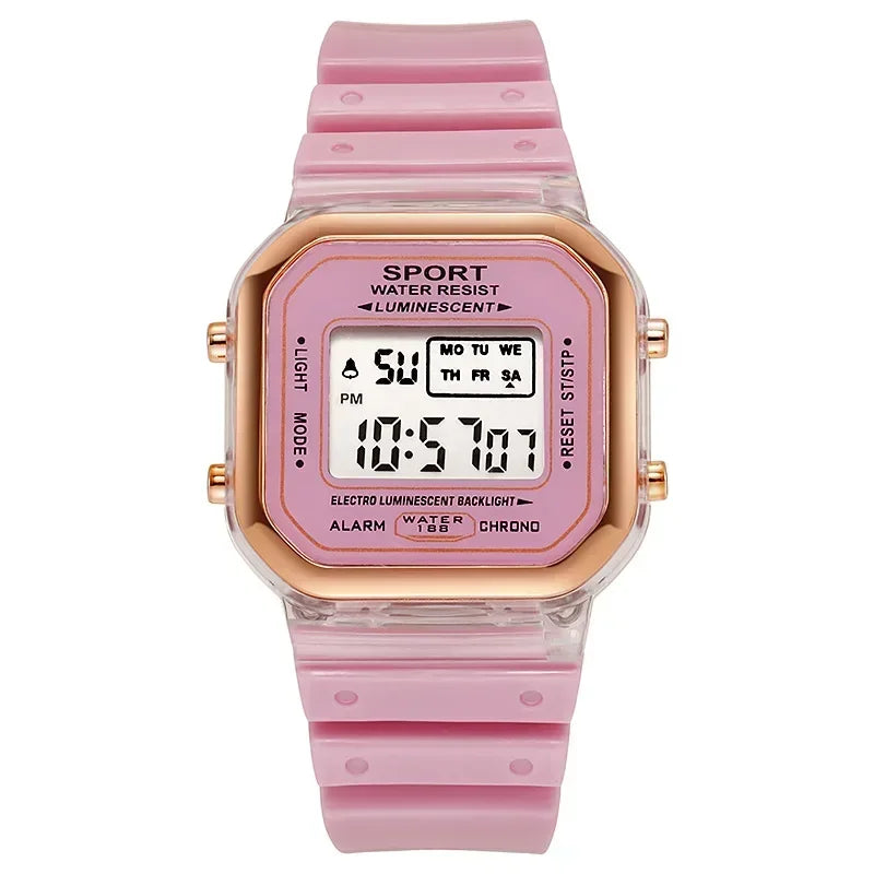 Fashion Brand Student Transparent Electronic Watch Candy Multicolor LED Ladies Sports Waterproof Wristwatch Clock Gift relógio