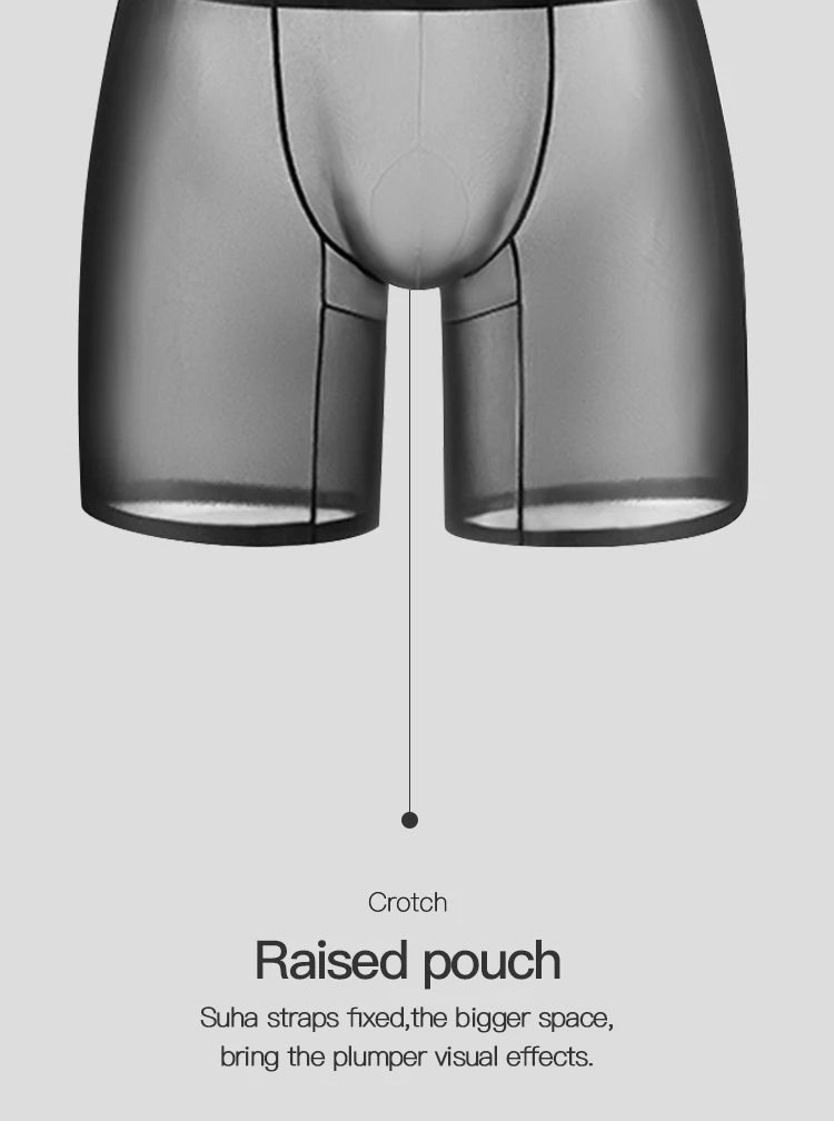 ADANNU Summer Ice Silk Men Underwear Sexy Transparent Gays Man Boxer Underpants Ultra-thin Sports Men's Panties Sissy Man Boxers