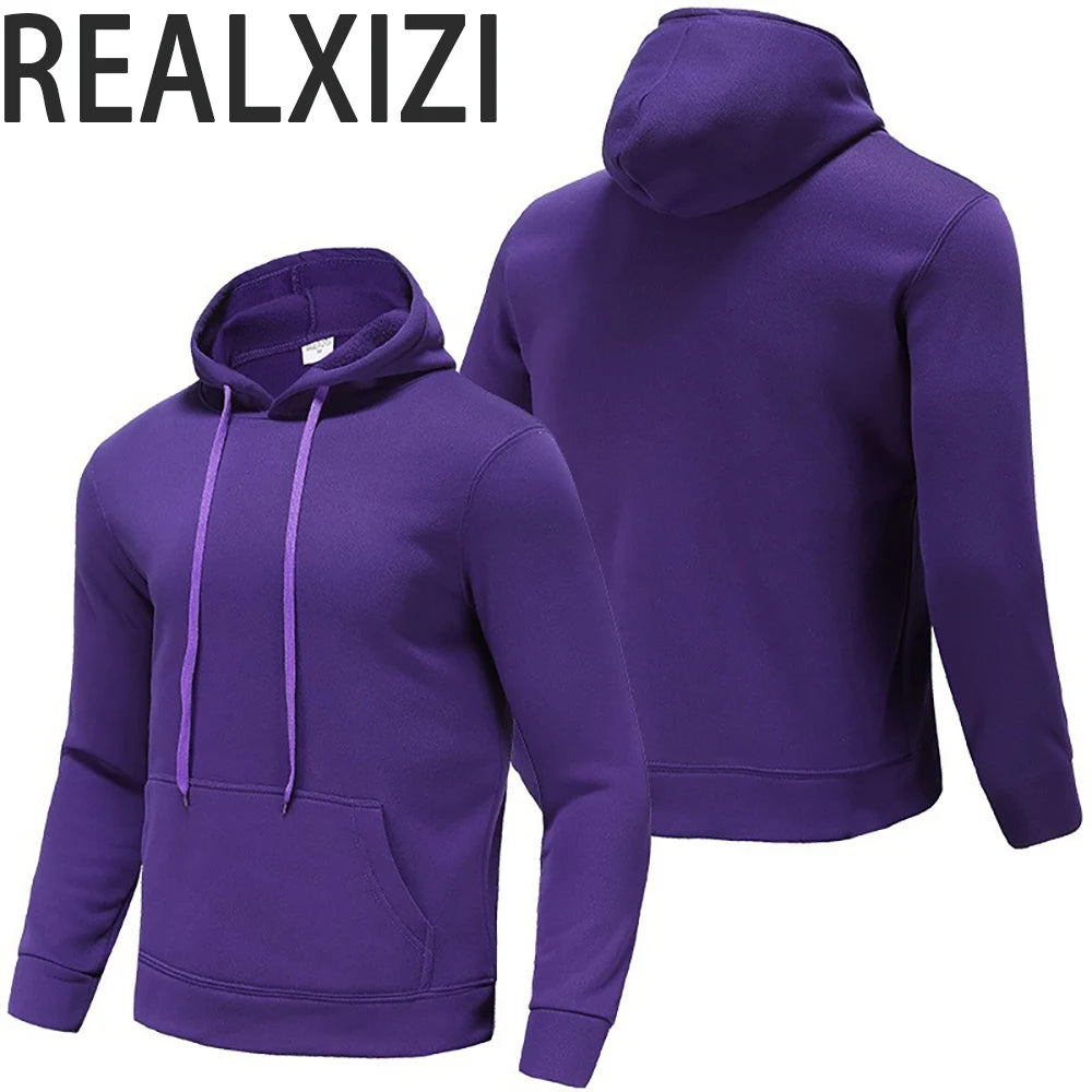 Solid Color Fleece Hoodies Men Women Long Sleeve Sweaters Loose Casual Hoodie Round Neck Sweatshirts Bottom Shirts Pullovers