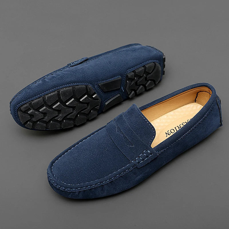 Suede Leather Mens Loafers New Fashion Walking Shoes New Comfy Man Drive Flats Classic Original Style Men Casual Shoes Moccasins