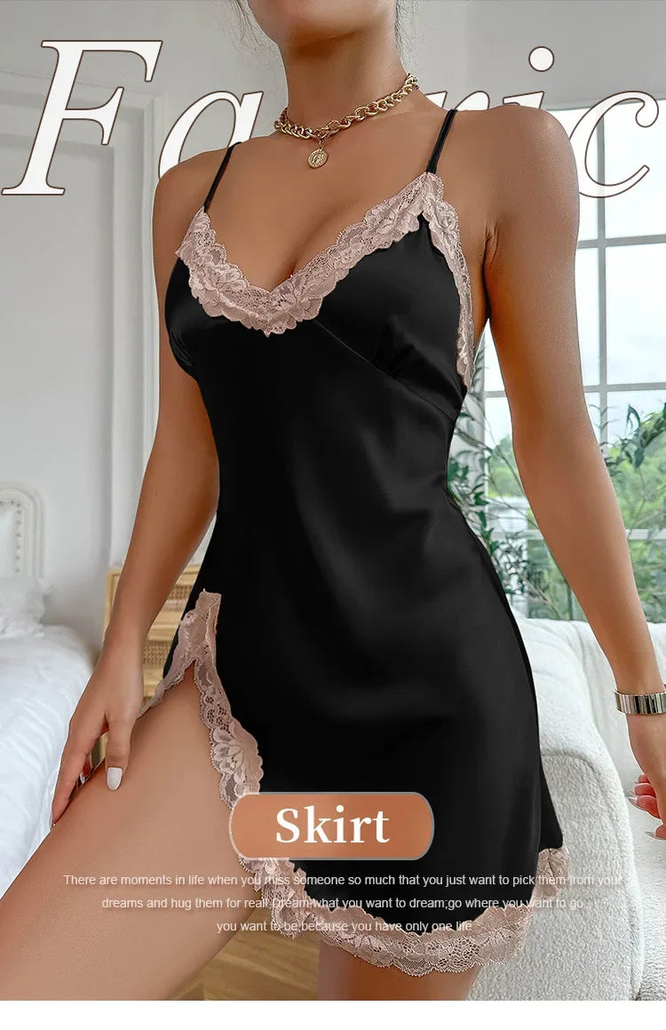 Sexy Summer Pajama Dress – Lightweight Plus Size Lace Trim Nightgown