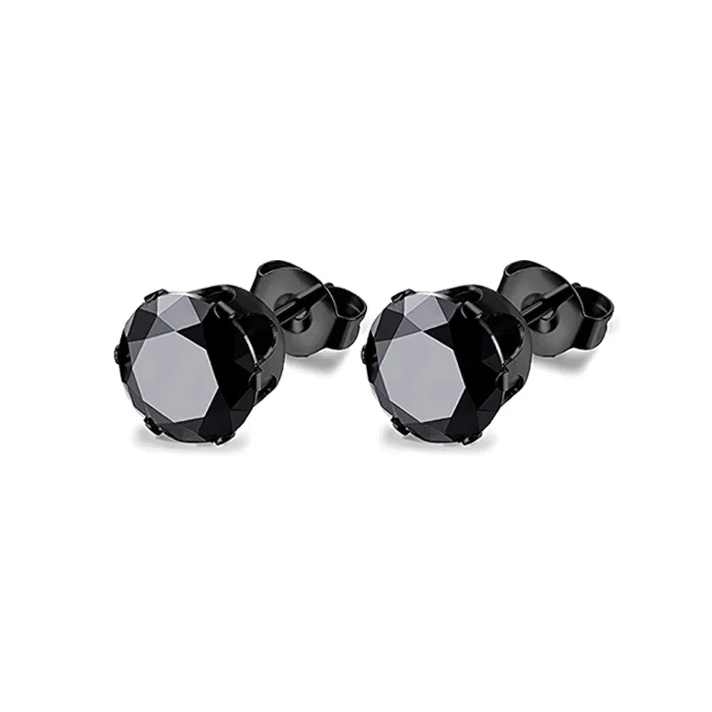 Punk Black stainless steel earrings men's small ball earrings cartilage earring endless earrings black men's and women's set
