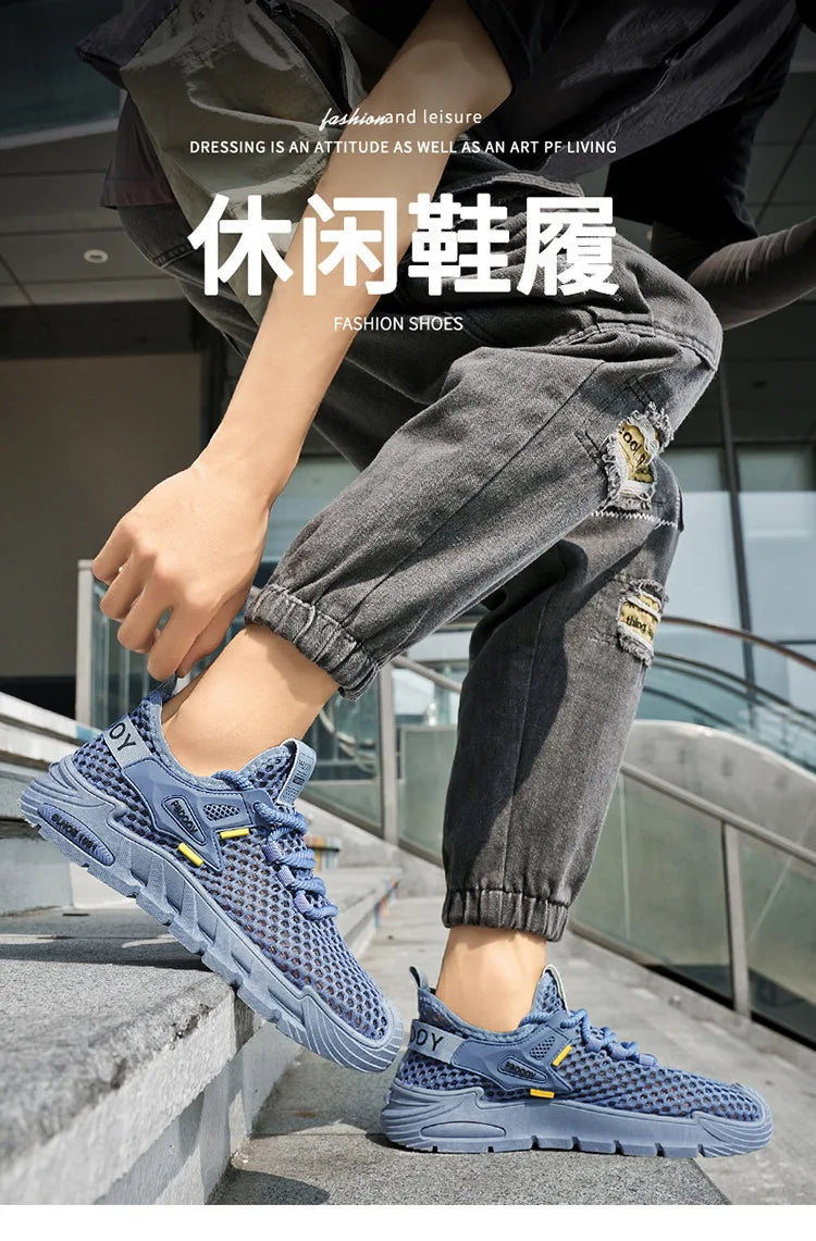 2025 Men's Casual Shoes Summer Beach Anti-slip Wading Shoes Outdoor Comfortable Breathable Mesh Sneakers Men Zapatos De Hombre