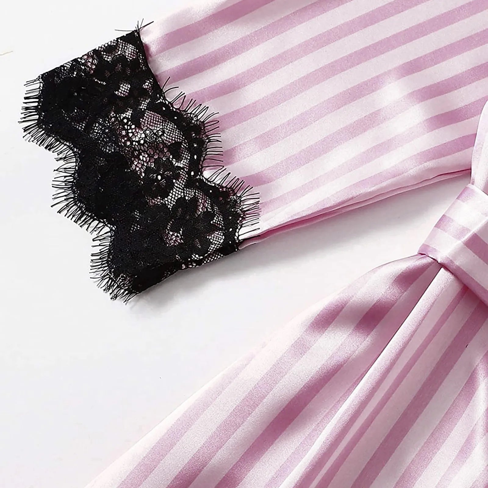 4-Piece Women Sexy Garter Lingerie Set Robes Lace Bodysuit Deep-V Neck Underwear