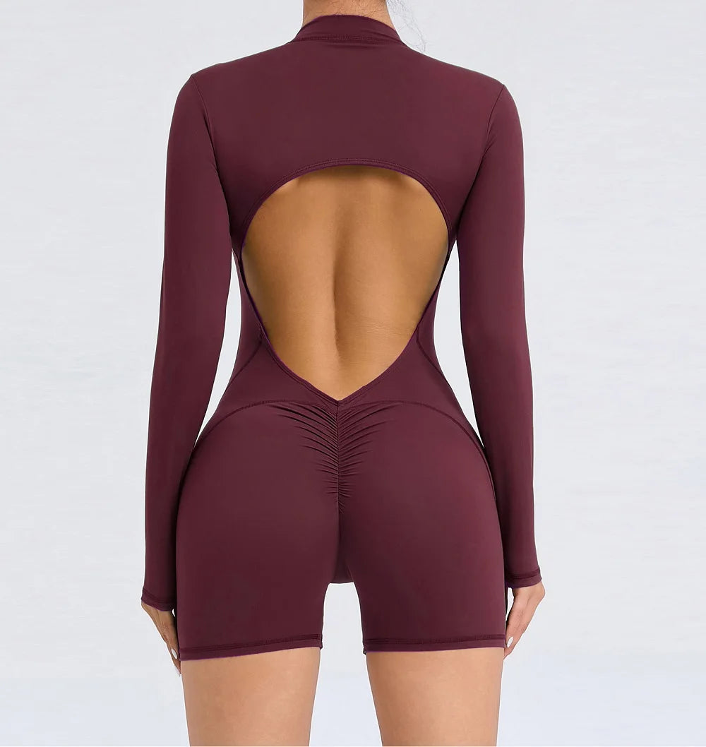 Cloud Rise Women Yoga Jumpsuit Long Sleeve Sports One Piece Suit Gym Pilates Fitness Bodysuit Rompers Workout Overall Sportswear