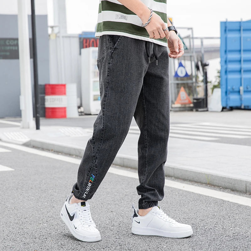 New Big Size 8XL Men's Jogger Jeans Streetwear Black Blue Casual Denim Cargo Pants Stretch Cotton Taper Jeans Baggy Trousers