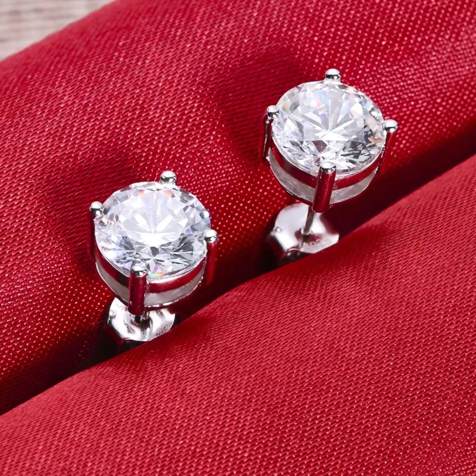 0.5-2 Carat 8.0mm D Color Moissanite 100% 925 Sterling Silver Stud Earrings For Women Top Quality Sparkling Wedding Jewelry