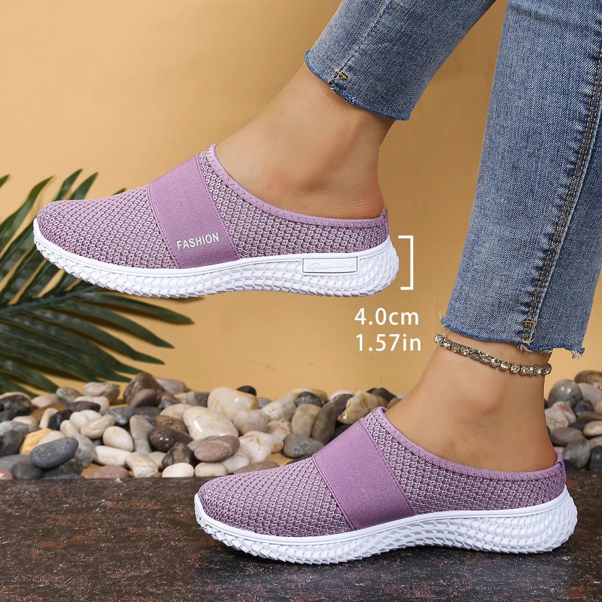 Women's shoes, women's casual shoes, summer mesh breathable thick-soled women's headband half support