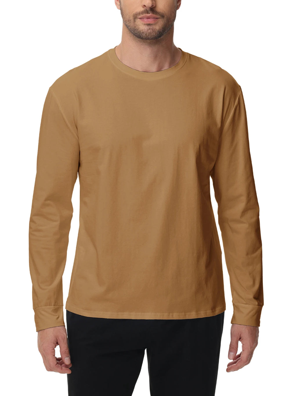 Men's T Shirt Long Sleeve Crewneck Tee Shirts Classic Loose Fit Workout Tops for Men Gym Clothes S-XXL