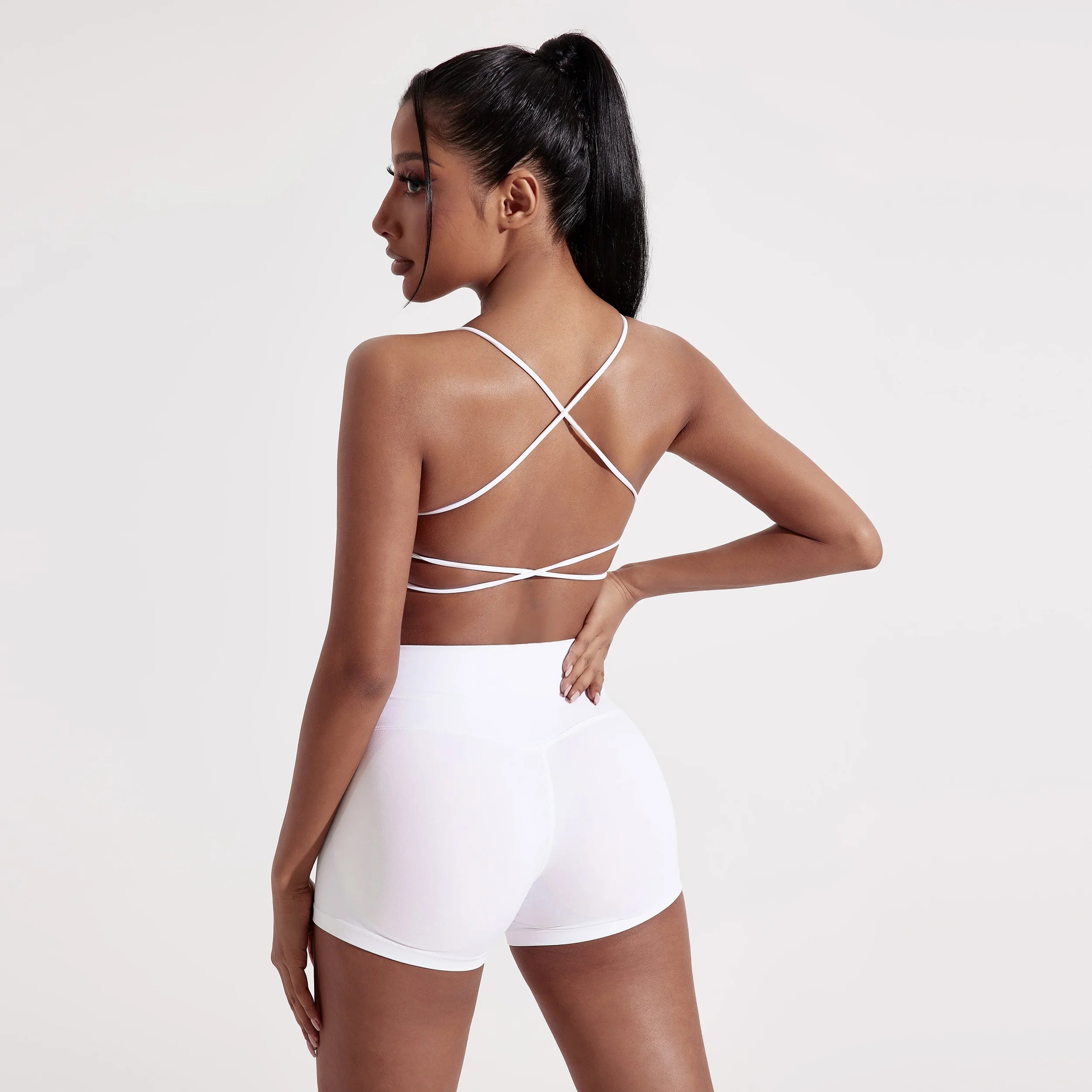 Solid Color Gym Yoga Underwear Women Cross Back Straps Fitness Bra High Strength Tight Sport Top Comprehensive  With Chest Pad