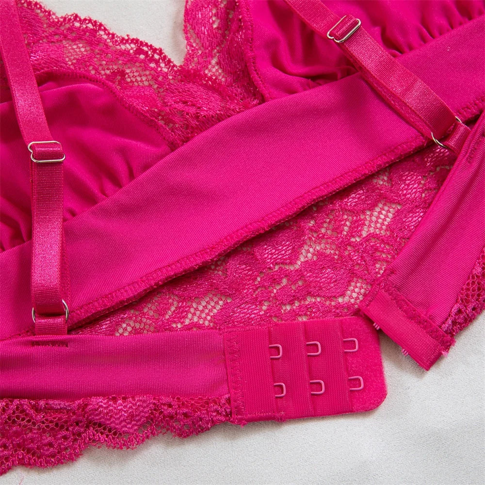 Sexy Lace Splicing Lingeries Sets Woman V Neck Spaghetti Strap Satin Bra And Shorts Pajama Set Casual Home Sleepwear Set