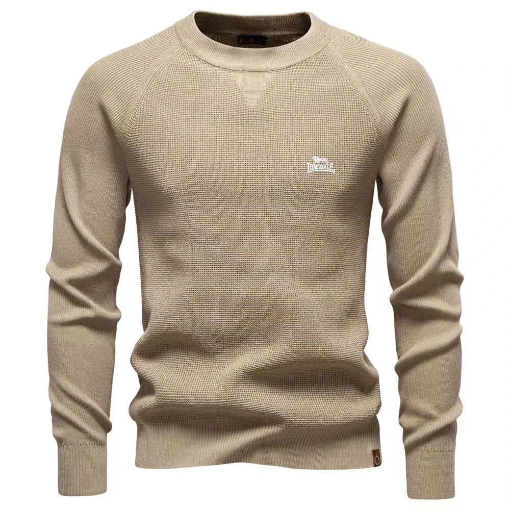 2025 autumn and winter new round-neck fashionable pure-color sweater for men, high-quality business casual knitted men's sweater