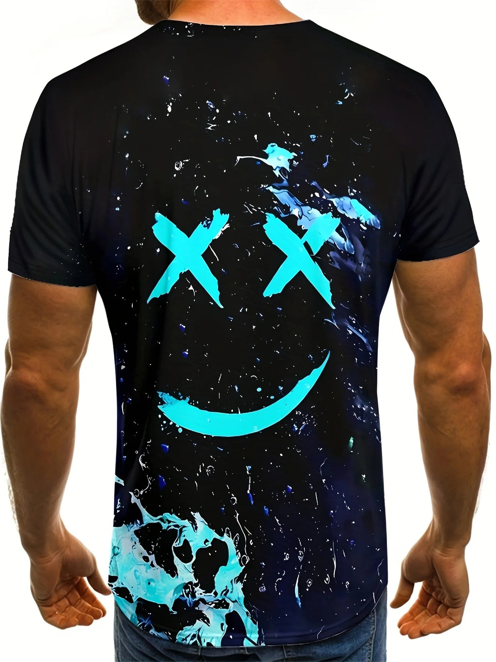 The 2025 summer new men's suit with smiling face print is comfortable, soft, breathable, lightweight, quick-drying and sweat-abs