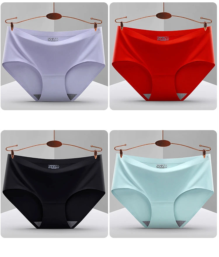 BZEL 6PCS/Set Women's Panties Seamless Female Underwear Plus Size Cozy Briefs Breathable Silk Satin Lingerie Hot Sale Underpants