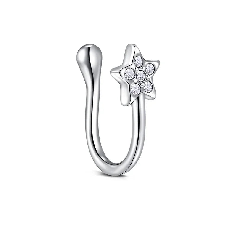 1Pcs Stainless Steel Nose Ring Hoop C Shape Septum Rings Non Piercing Ear Clip Earring Fake Nose RingsWomen Piercing Jewelry